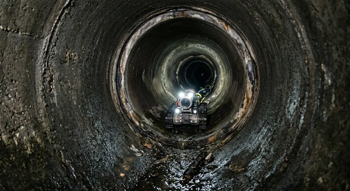Robotic sewer camera inspecting pipe interior for Drain Snake Service in Whiskey Creek